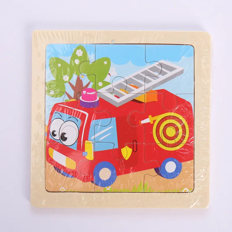Montessori Holzpuzzle für Kinder – Kognitives Lernspielzeug mit Tier- und Verkehrsthema für 2-3 Jahre