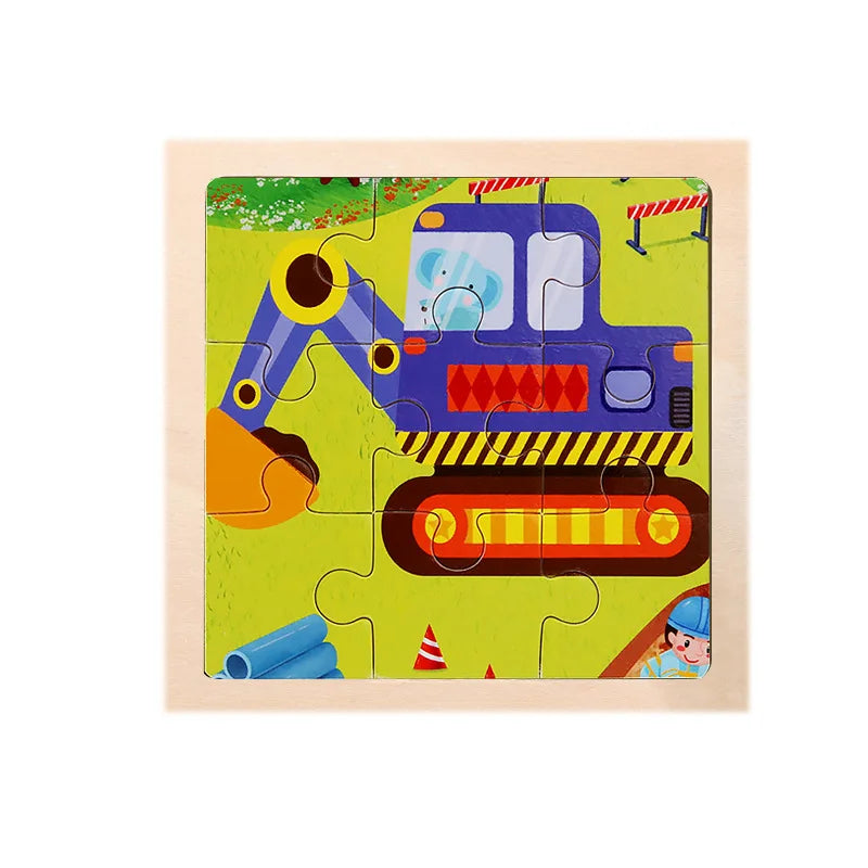 Montessori Holzpuzzle für Kinder – Kognitives Lernspielzeug mit Tier- und Verkehrsthema für 2-3 Jahre