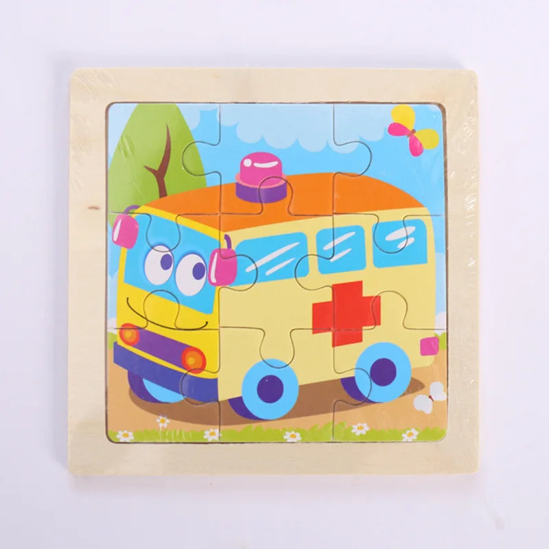 Montessori Holzpuzzle für Kinder – Kognitives Lernspielzeug mit Tier- und Verkehrsthema für 2-3 Jahre