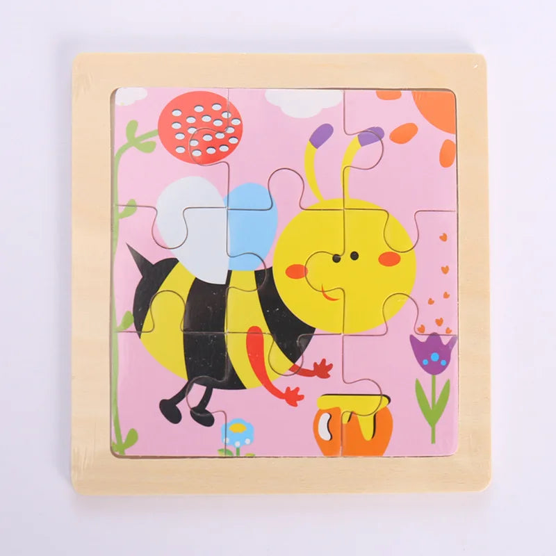 Montessori Holzpuzzle für Kinder – Kognitives Lernspielzeug mit Tier- und Verkehrsthema für 2-3 Jahre