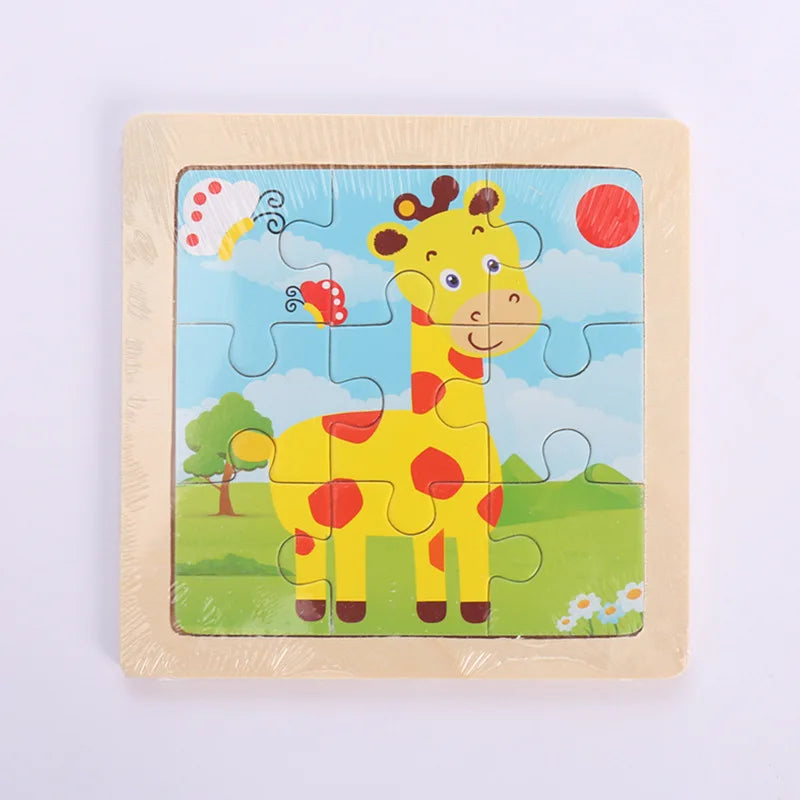 Montessori Holzpuzzle für Kinder – Kognitives Lernspielzeug mit Tier- und Verkehrsthema für 2-3 Jahre