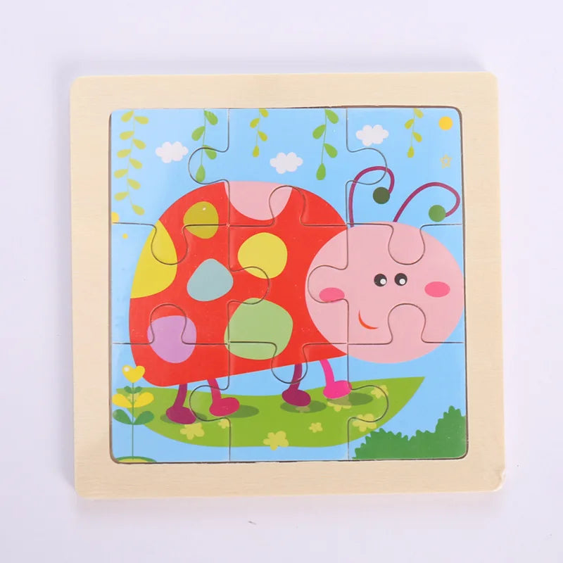 Montessori Holzpuzzle für Kinder – Kognitives Lernspielzeug mit Tier- und Verkehrsthema für 2-3 Jahre