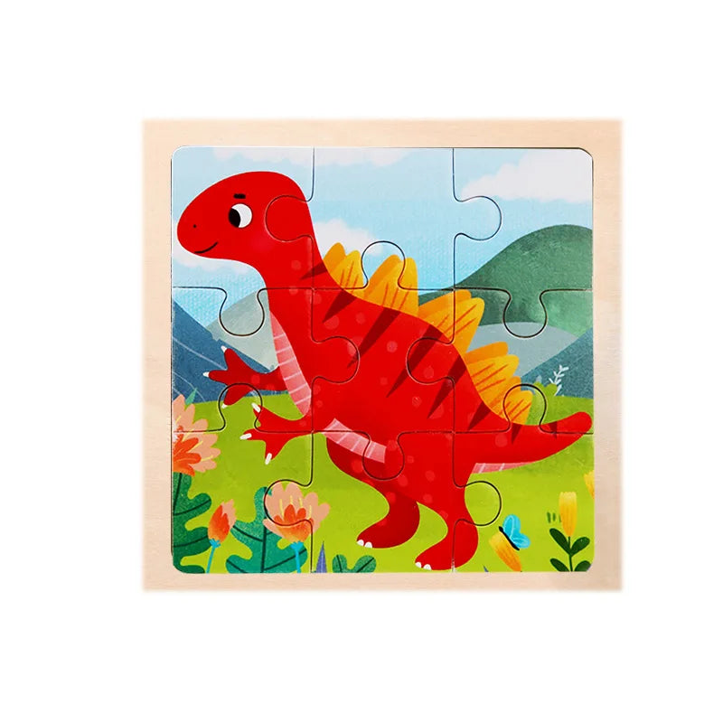 Montessori Holzpuzzle für Kinder – Kognitives Lernspielzeug mit Tier- und Verkehrsthema für 2-3 Jahre