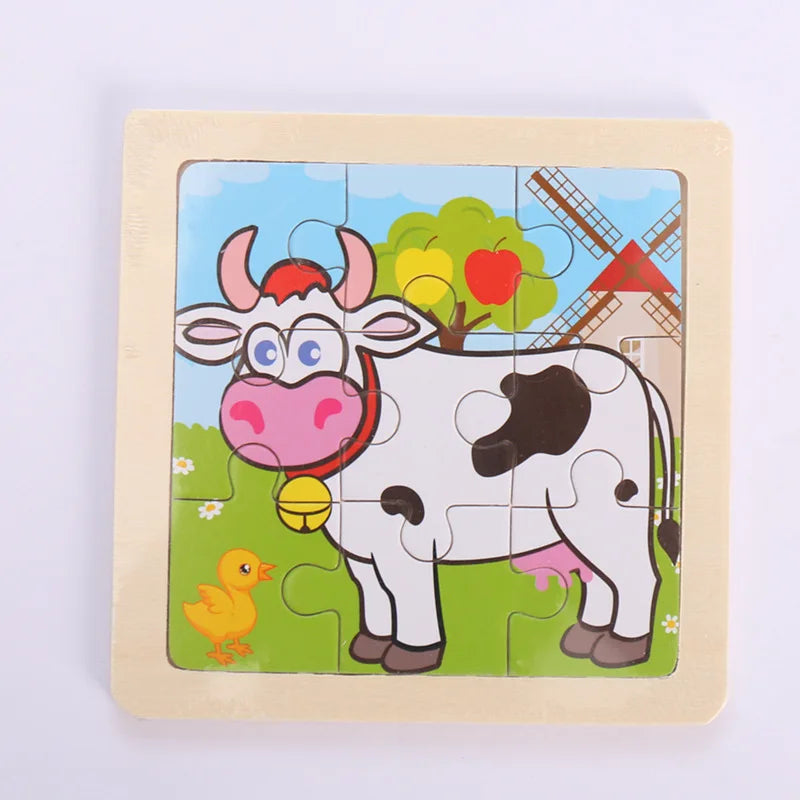 Montessori Holzpuzzle für Kinder – Kognitives Lernspielzeug mit Tier- und Verkehrsthema für 2-3 Jahre