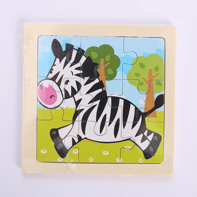 Montessori Holzpuzzle für Kinder – Kognitives Lernspielzeug mit Tier- und Verkehrsthema für 2-3 Jahre