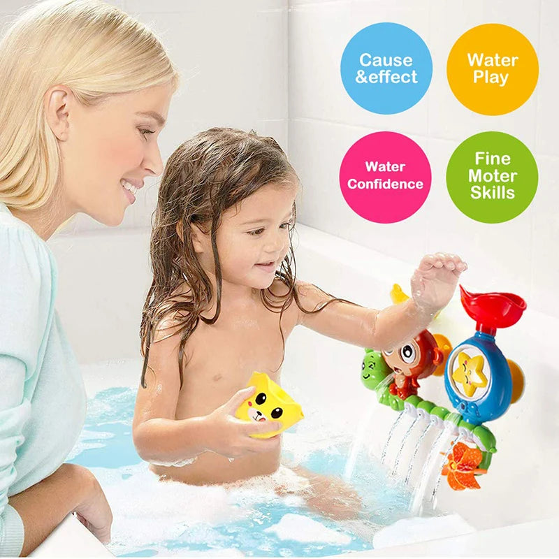 Badespielzeug mit Wand-Saugknopf – Wasserbahn-Spiel für Kinder – Affe & Raupe – Lustiges Duschspielzeug für Badewanne – Geburtstagsgeschenk für Kinder