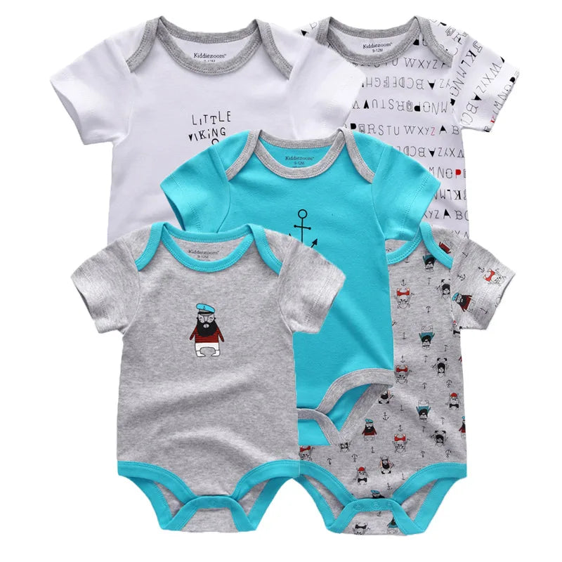 Unisex Body 0-24 Monate, 100% Baumwolle, Kurzarm, 5er Pack