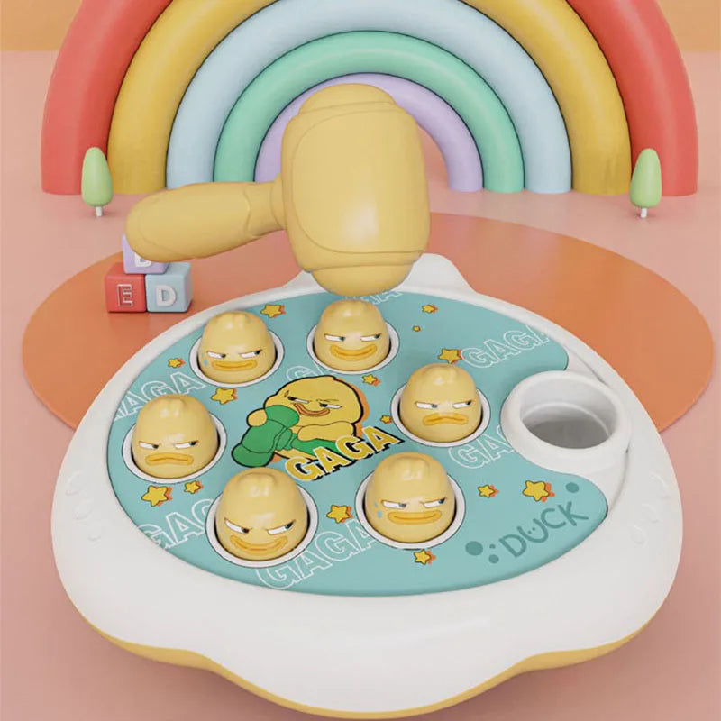 Montessori Baby Spielzeug – Ente/Frosch/Schwein Lernspielzeug mit Hammer – Lernpuzzle und Geräuschmacher für Kleinkinder (0-24 Monate)