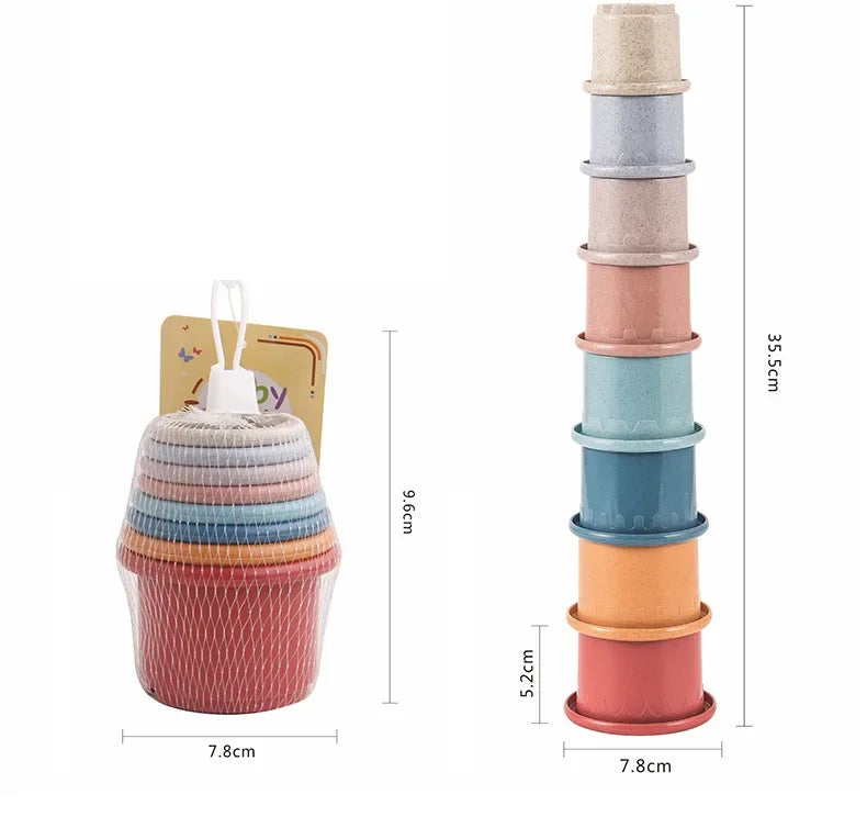Montessori Stapelbecher für Babys – Buntes Lern- und Badespielzeug ab 6 Monaten, Nesting Cups, Frühes Entwicklungsspielzeug für Jungen & Mädchen