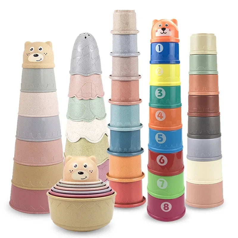 Montessori Stapelbecher für Babys – Buntes Lern- und Badespielzeug ab 6 Monaten, Nesting Cups, Frühes Entwicklungsspielzeug für Jungen & Mädchen
