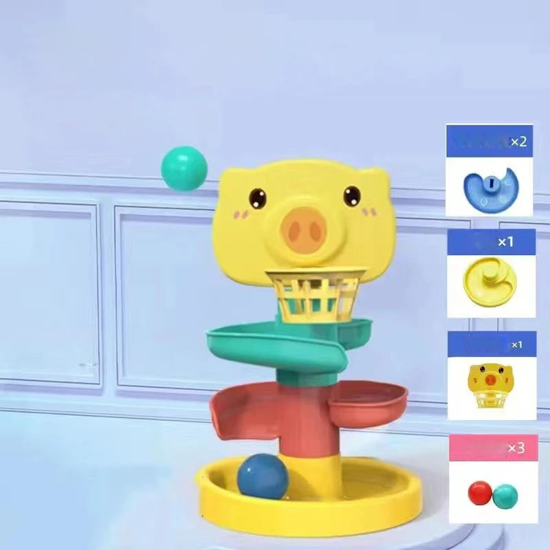 Babys Spielzeug - Rollende Bälle Stapelturm, Pädagogische Montessori Spielzeug für Kleinkinder, Frühkindliche Lernspielzeuge, Drehbare Spin-Turm für Kinder