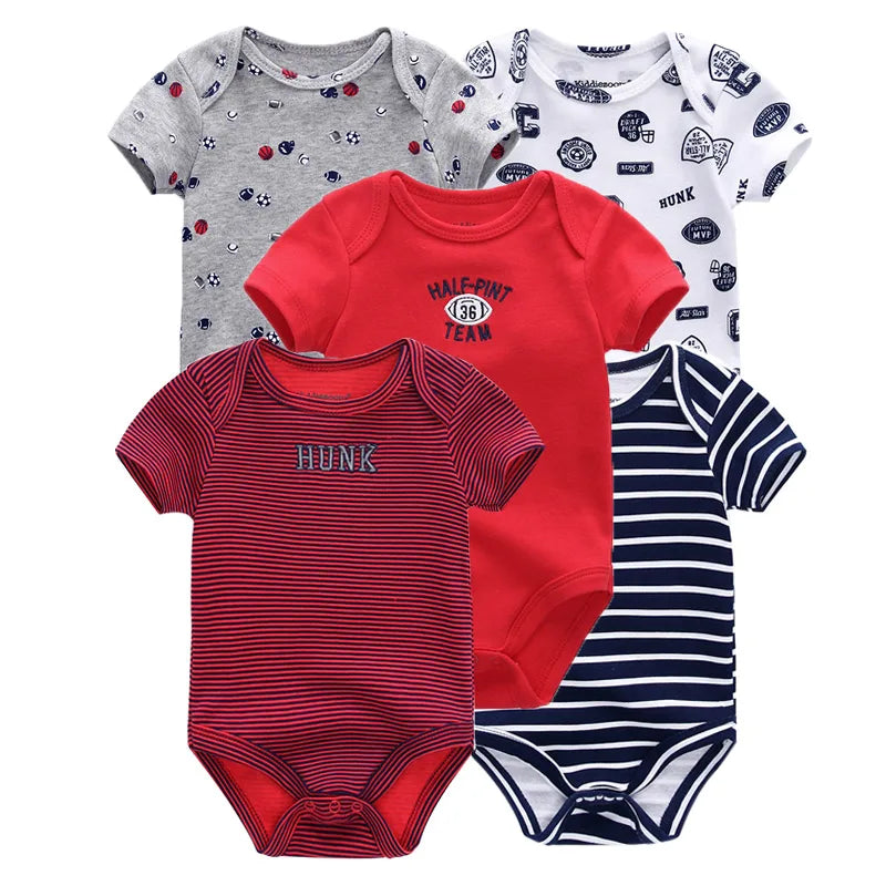 Unisex Body 0-24 Monate, 100% Baumwolle, Kurzarm, 5er Pack