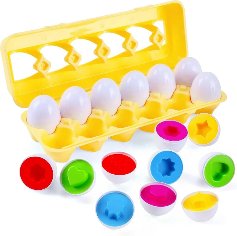 Montessori Sortier-Eier Spielzeug für Kleinkinder – Lernspiel ab 1 2 3 Jahren, Farben & Formen Sortieren, Ostergeschenk für Kinder