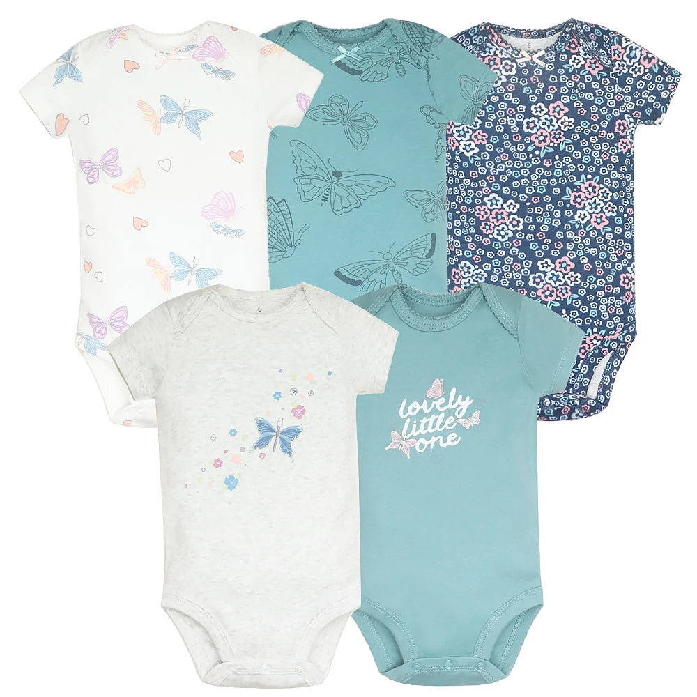 Unisex Body 0-24 Monate, 100% Baumwolle, Kurzarm, 5er Set