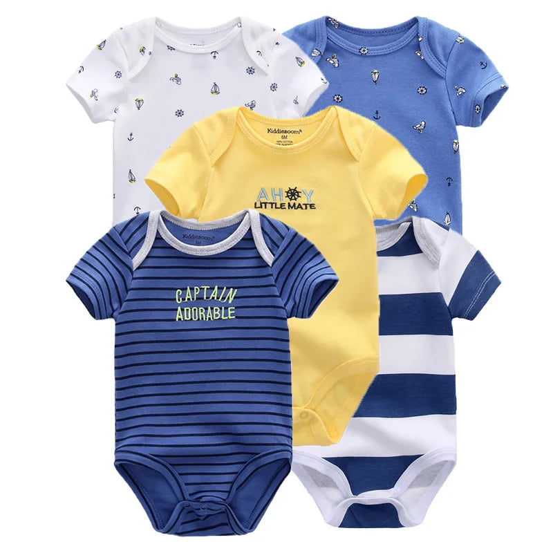 Unisex Body 0-24 Monate, 100% Baumwolle, Kurzarm, 5er Pack