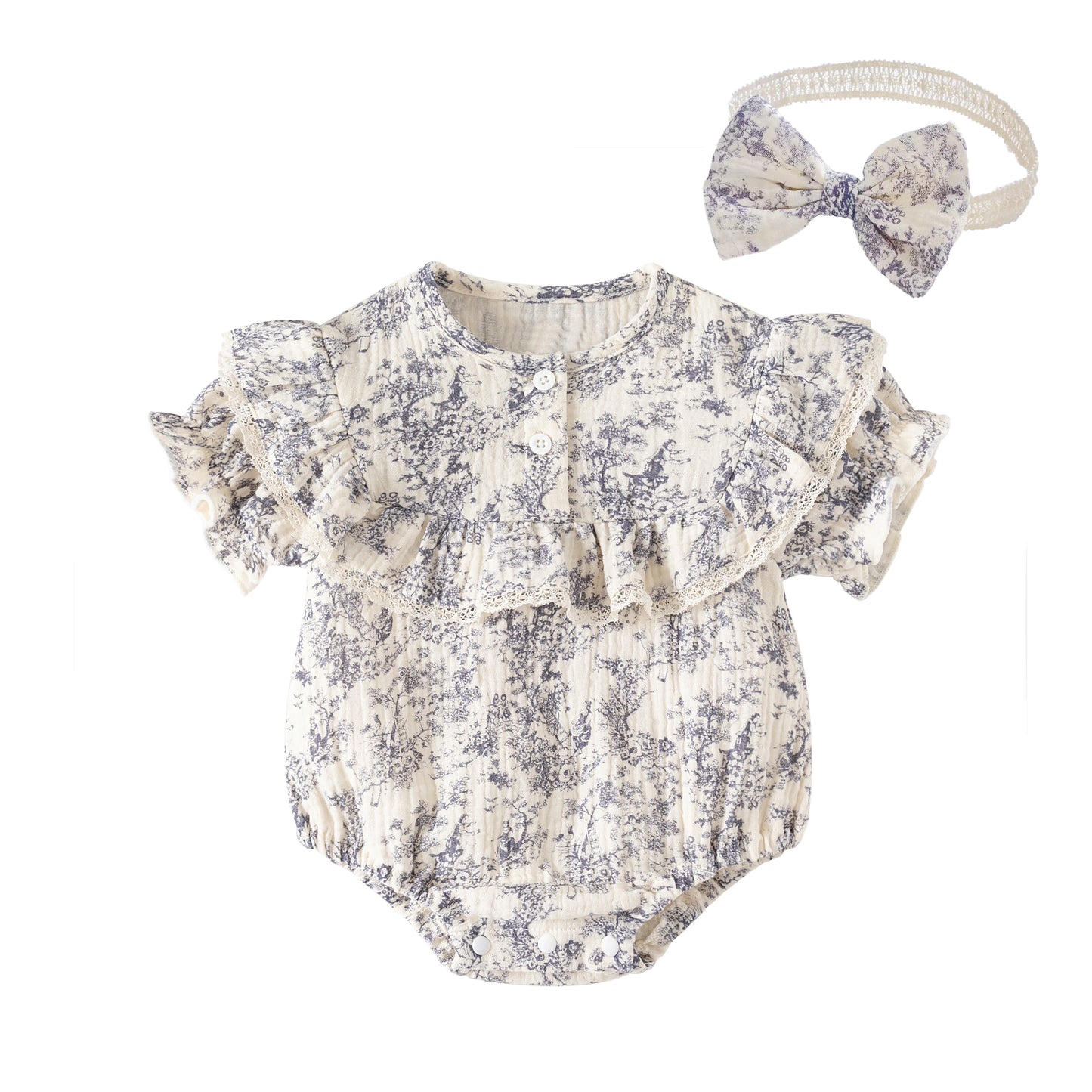 Unisex Baby Body 0-1 Jahr, Kurzarm, 100% Baumwolle, Sommer mit passender Kopfbinde