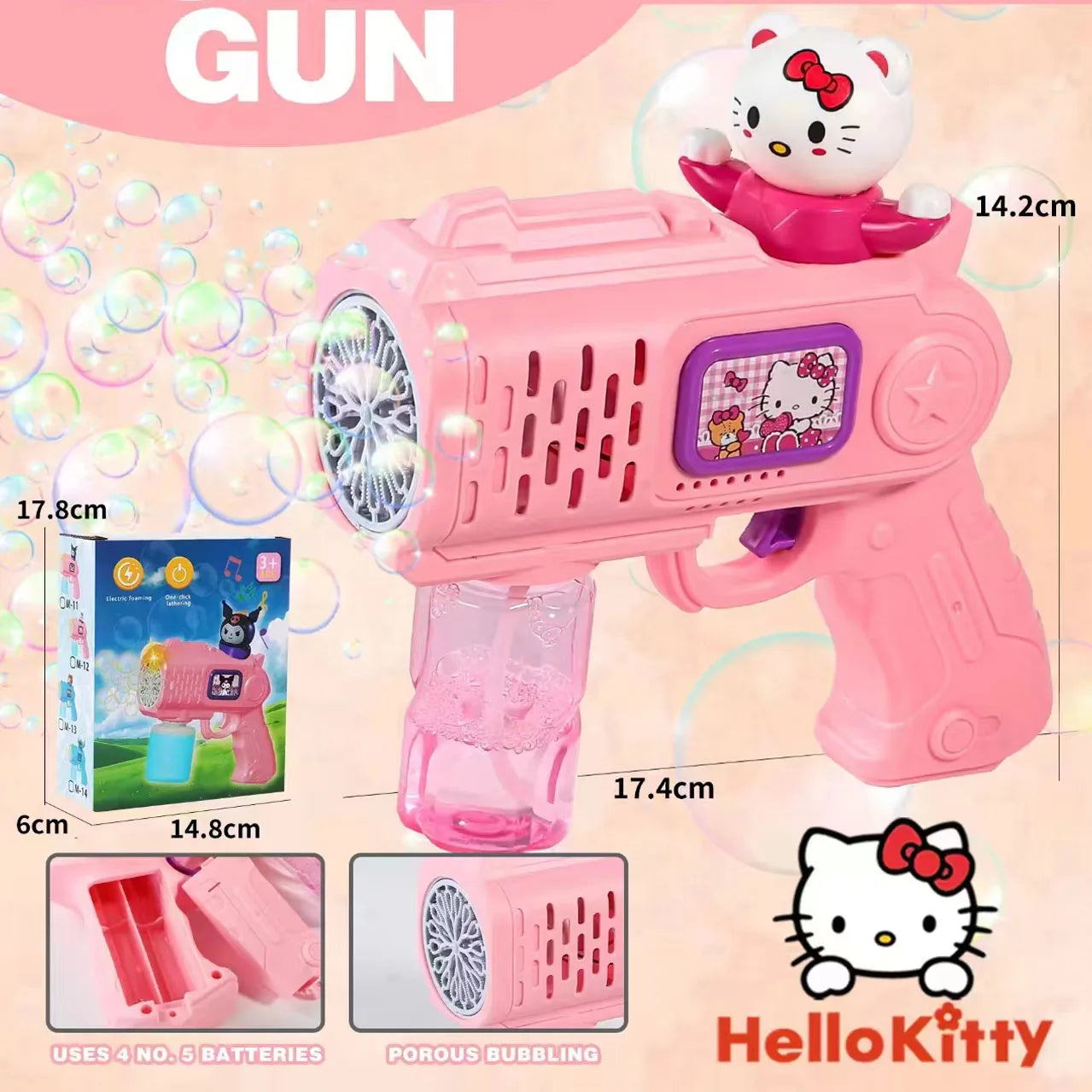 Neuer Stitch Elektrische Seifenblasenpistole – Automatische Seifenblasenmaschine mit Licht, für Kinder, Outdoor-Spielzeug, Geschenk für Jungen und Mädchen