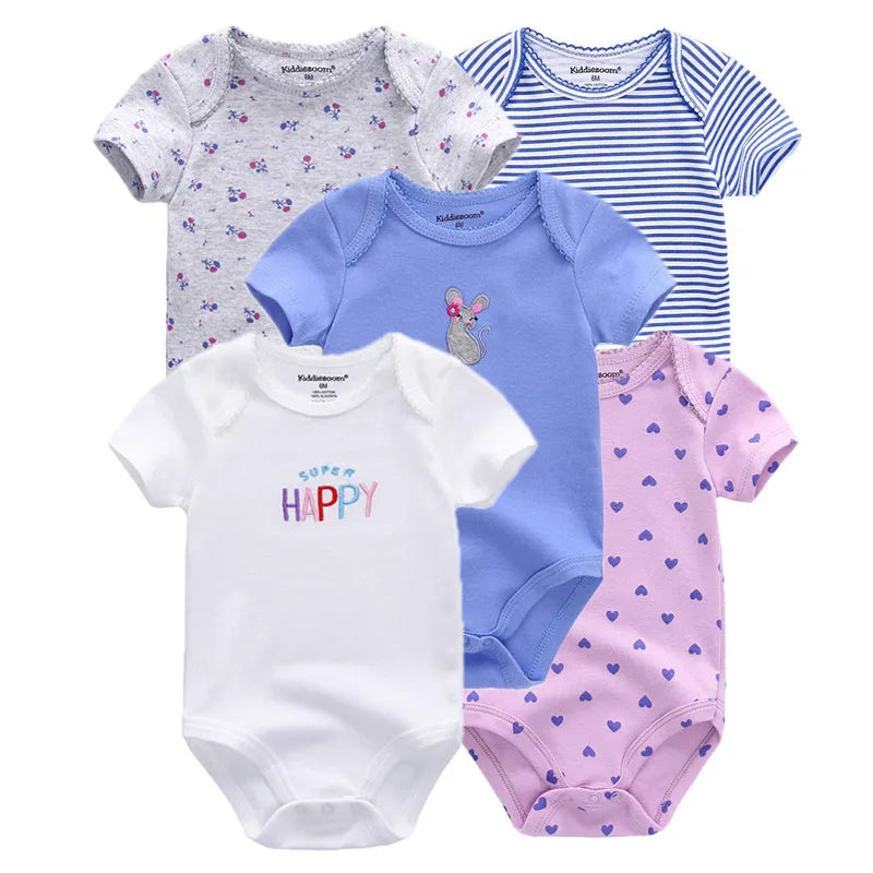 Unisex Body 0-24 Monate, 100% Baumwolle, Kurzarm, 5er Pack