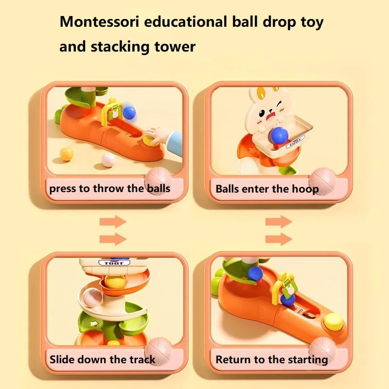 Babys Spielzeug - Rollende Bälle Stapelturm, Pädagogische Montessori Spielzeug für Kleinkinder, Frühkindliche Lernspielzeuge, Drehbare Spin-Turm für Kinder