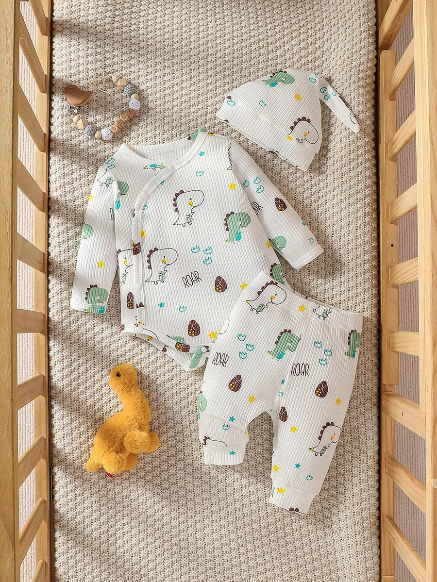 Unisex Baby-Set 0–24 Monate, 94% Baumwolle, Langarm – Inklusive Body, Hose und Mütze