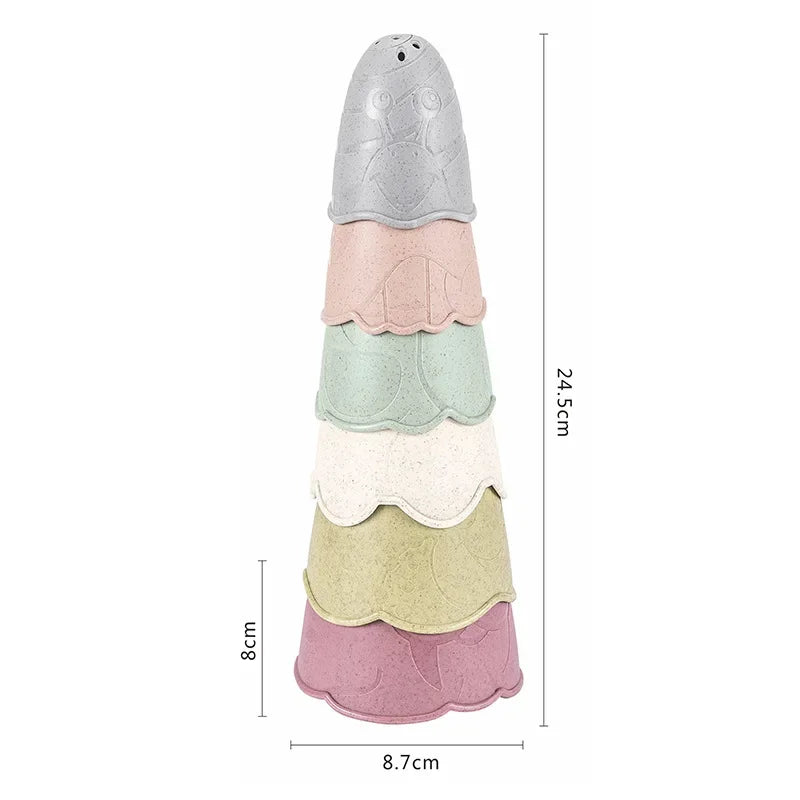 Montessori Stapelbecher für Babys – Buntes Lern- und Badespielzeug ab 6 Monaten, Nesting Cups, Frühes Entwicklungsspielzeug für Jungen & Mädchen