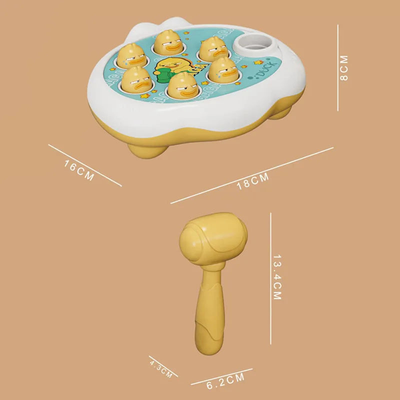 Montessori Baby Spielzeug – Ente/Frosch/Schwein Lernspielzeug mit Hammer – Lernpuzzle und Geräuschmacher für Kleinkinder (0-24 Monate)