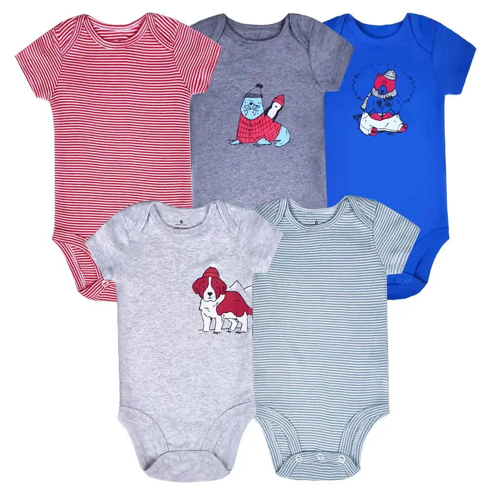 Unisex Body 0-24 Monate, 100% Baumwolle, Kurzarm, 5er Set
