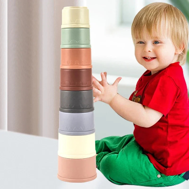 Montessori Stapelbecher für Babys – Buntes Lern- und Badespielzeug ab 6 Monaten, Nesting Cups, Frühes Entwicklungsspielzeug für Jungen & Mädchen