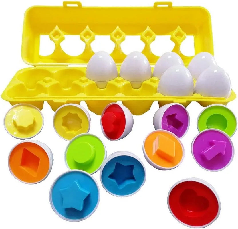 Montessori Sortier-Eier Spielzeug für Kleinkinder – Lernspiel ab 1 2 3 Jahren, Farben & Formen Sortieren, Ostergeschenk für Kinder