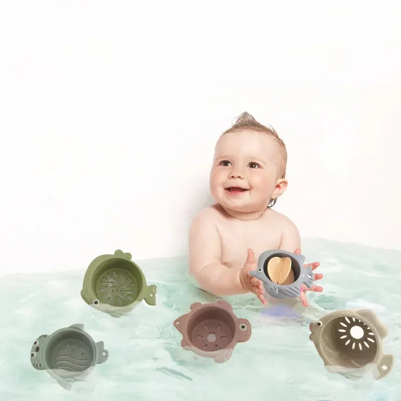 Montessori Stapelbecher für Babys – Buntes Lern- und Badespielzeug ab 6 Monaten, Nesting Cups, Frühes Entwicklungsspielzeug für Jungen & Mädchen
