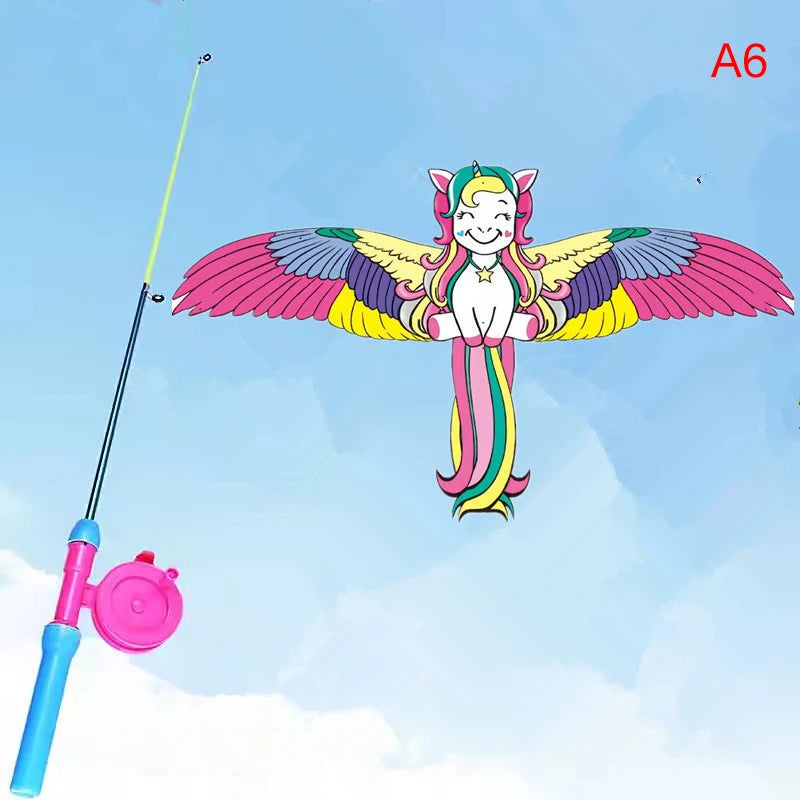 Mini-Kinder-Drachen mit Angelrute – Lustiges Outdoor-Spielzeug für Kinder