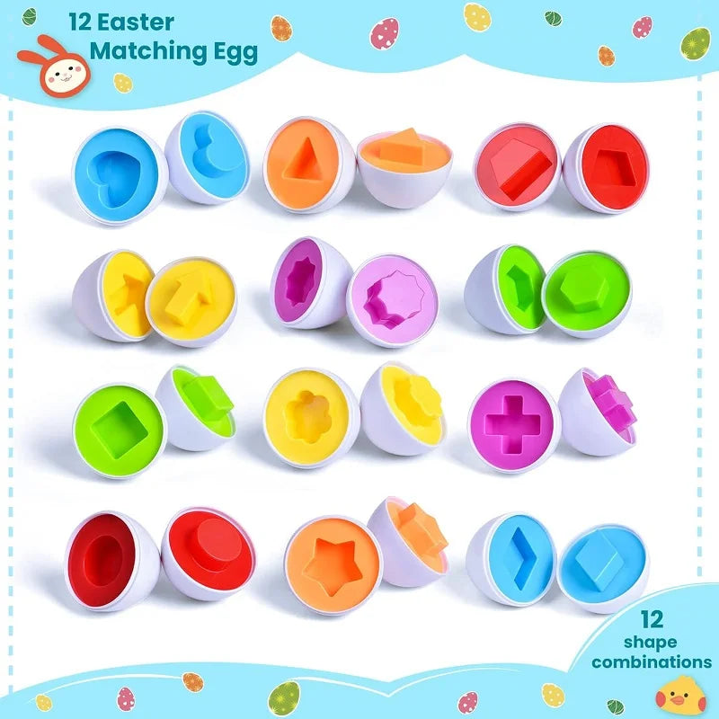 Montessori Sortier-Eier Spielzeug für Kleinkinder – Lernspiel ab 1 2 3 Jahren, Farben & Formen Sortieren, Ostergeschenk für Kinder