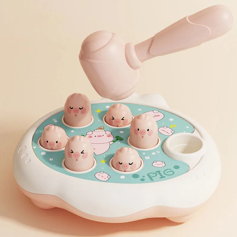 Montessori Baby Spielzeug – Ente/Frosch/Schwein Lernspielzeug mit Hammer – Lernpuzzle und Geräuschmacher für Kleinkinder (0-24 Monate)