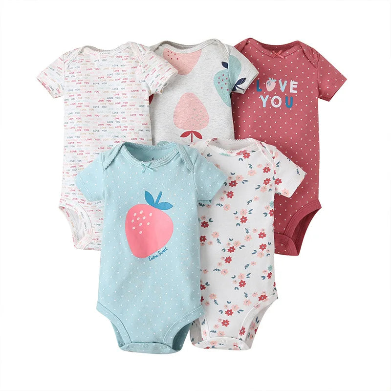 Unisex Body 0-24 Monate, 100% Baumwolle, Kurzarm, 5er Set