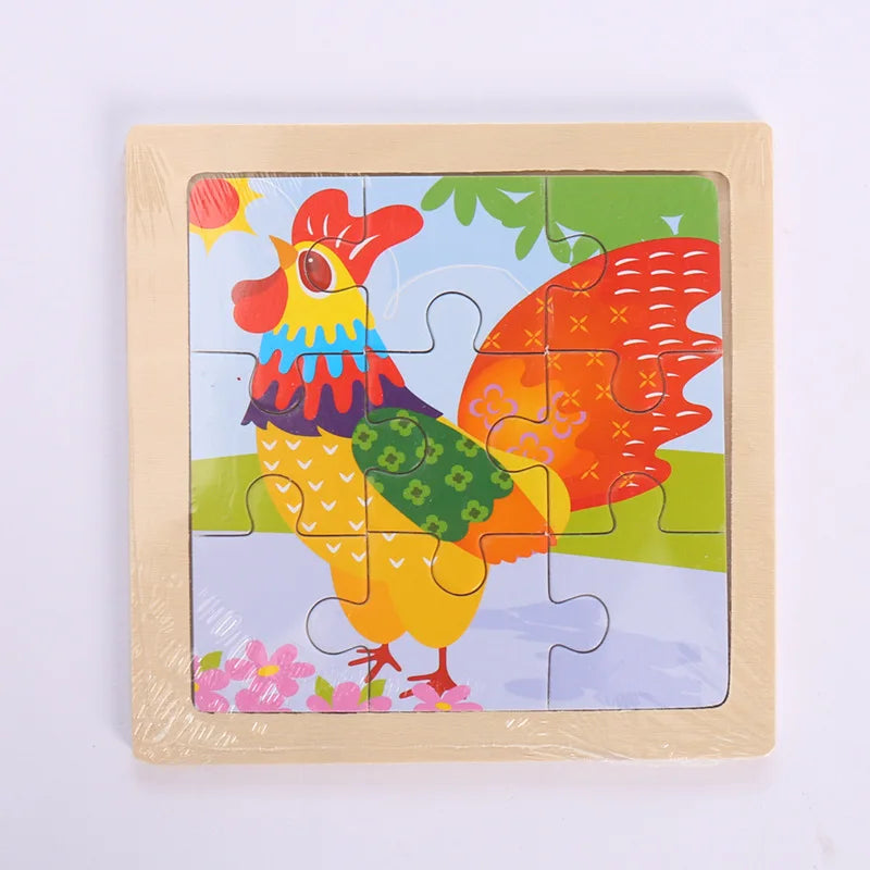 Montessori Holzpuzzle für Kinder – Kognitives Lernspielzeug mit Tier- und Verkehrsthema für 2-3 Jahre