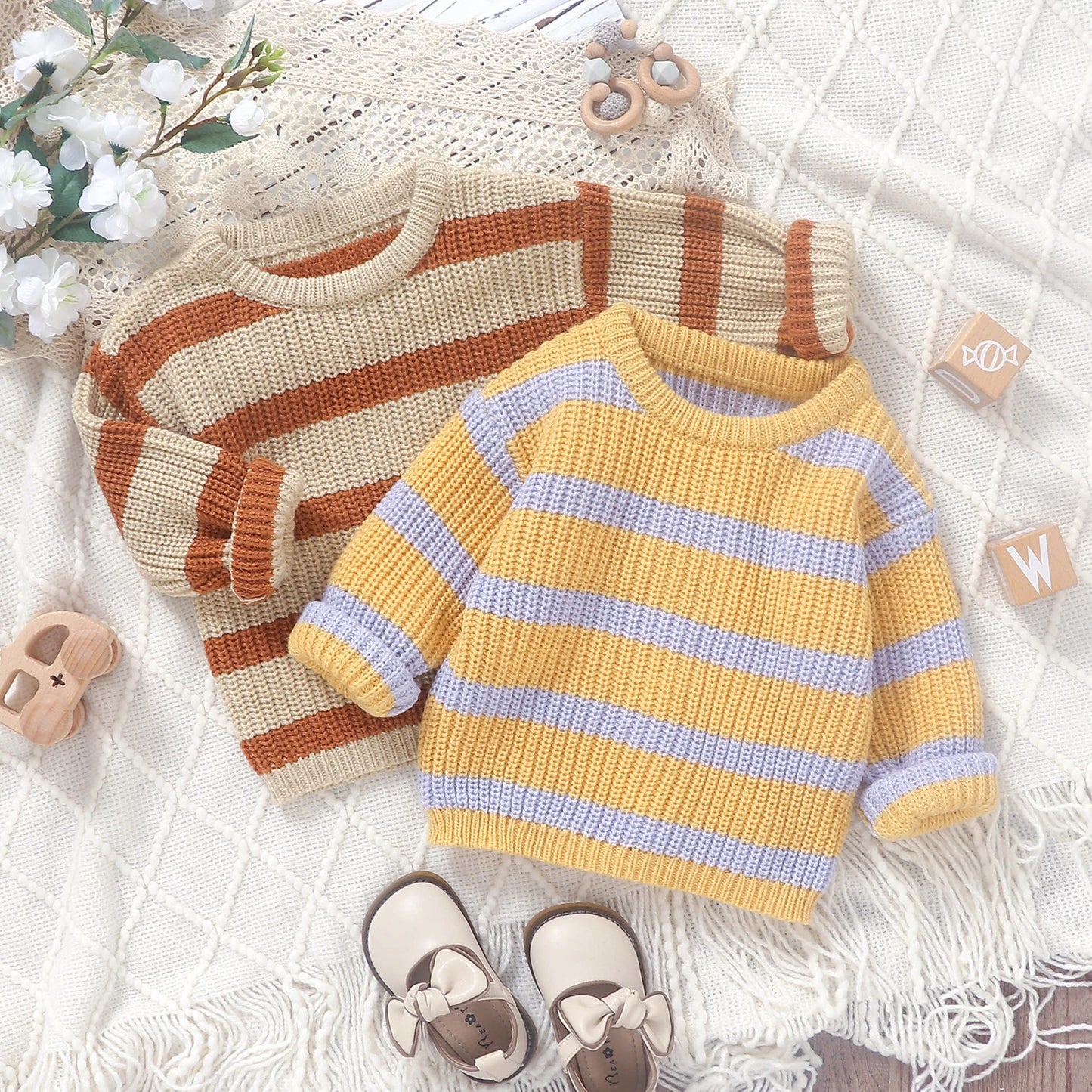 Unisex Langarm-Sweater für Babys – 6 Monate bis 3 Jahre – Bequemer Pullover für Herbst und Winter