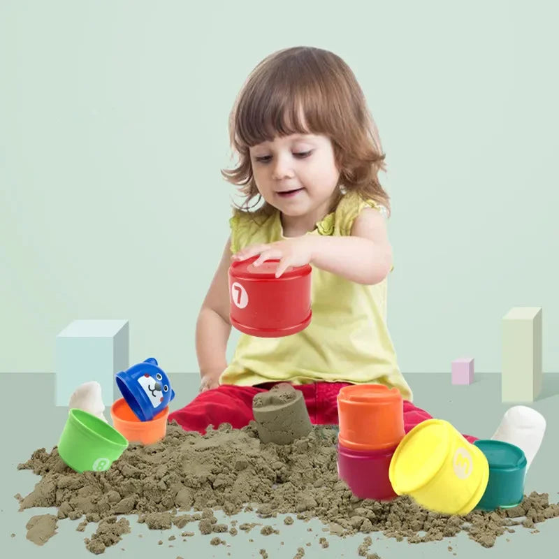Montessori Stapelbecher für Babys – Buntes Lern- und Badespielzeug ab 6 Monaten, Nesting Cups, Frühes Entwicklungsspielzeug für Jungen & Mädchen