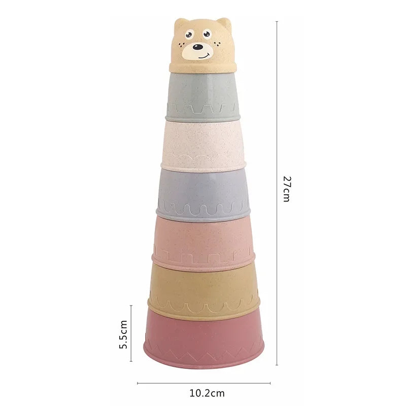 Montessori Stapelbecher für Babys – Buntes Lern- und Badespielzeug ab 6 Monaten, Nesting Cups, Frühes Entwicklungsspielzeug für Jungen & Mädchen