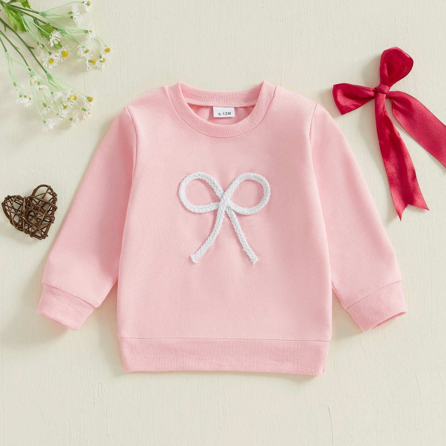 Mädchen Sweatshirt 6 Monate - 4 Jahre mit Schleife, Langarm, Elegant und Bequem