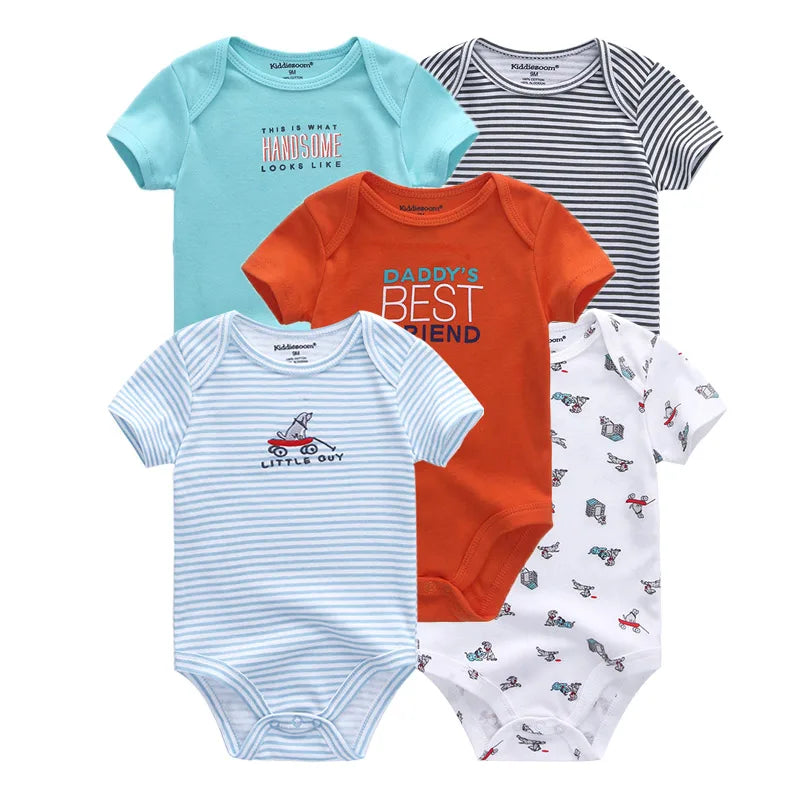 Unisex Body 0-24 Monate, 100% Baumwolle, Kurzarm, 5er Pack