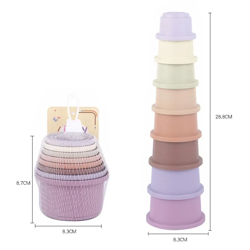 Montessori Stapelbecher für Babys – Buntes Lern- und Badespielzeug ab 6 Monaten, Nesting Cups, Frühes Entwicklungsspielzeug für Jungen & Mädchen