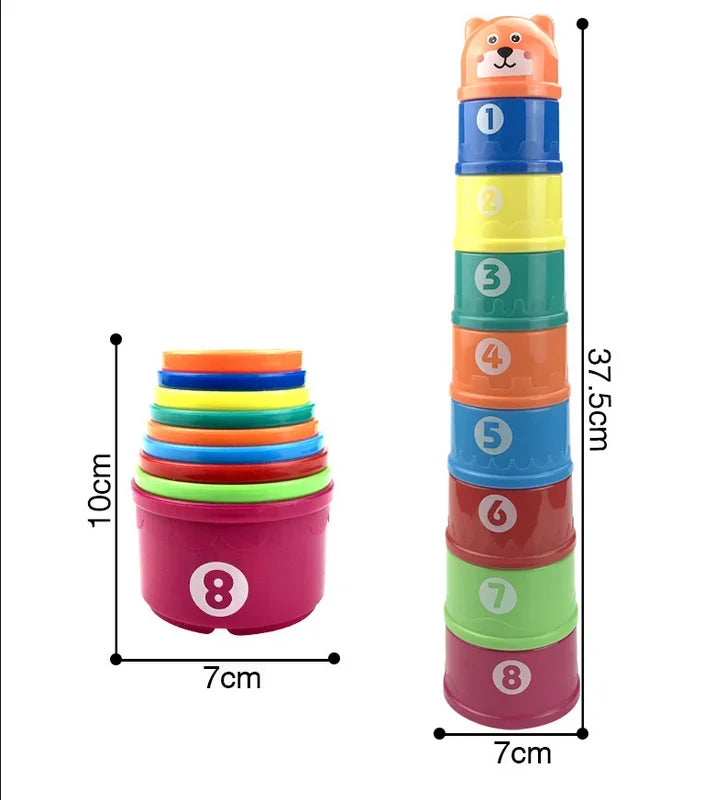 Montessori Stapelbecher für Babys – Buntes Lern- und Badespielzeug ab 6 Monaten, Nesting Cups, Frühes Entwicklungsspielzeug für Jungen & Mädchen