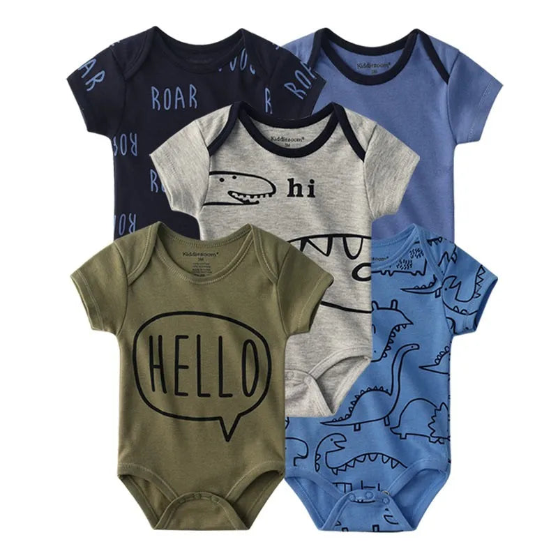 Unisex Body 0-24 Monate, 100% Baumwolle, Kurzarm, 5er Pack