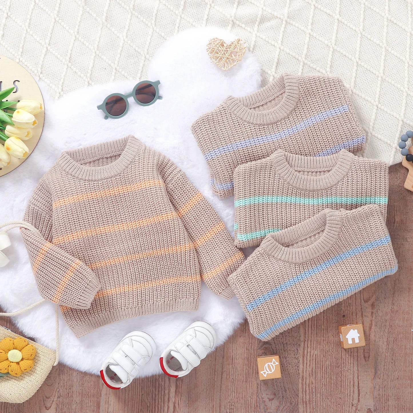 Unisex Langarm-Sweater für Babys – 6 Monate bis 3 Jahre – Bequemer Pullover für Herbst und Winter
