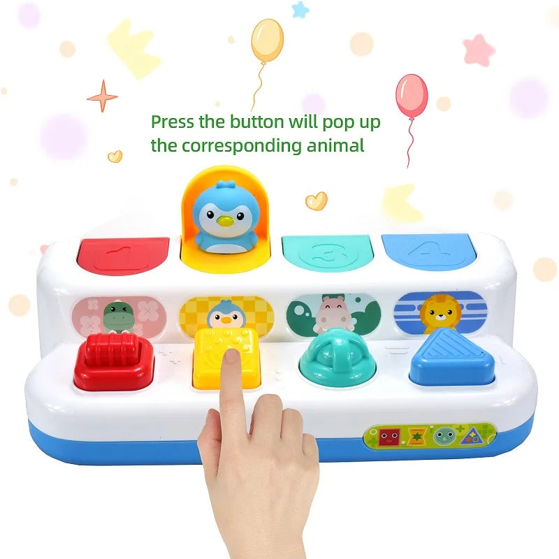 Montessori Baby Pop-up Tier Spielzeug – Pädagogisches Ursache-Effekt Spielzeug für Babys (12 Monate+)