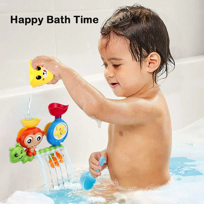 Badespielzeug mit Wand-Saugknopf – Wasserbahn-Spiel für Kinder – Affe & Raupe – Lustiges Duschspielzeug für Badewanne – Geburtstagsgeschenk für Kinder