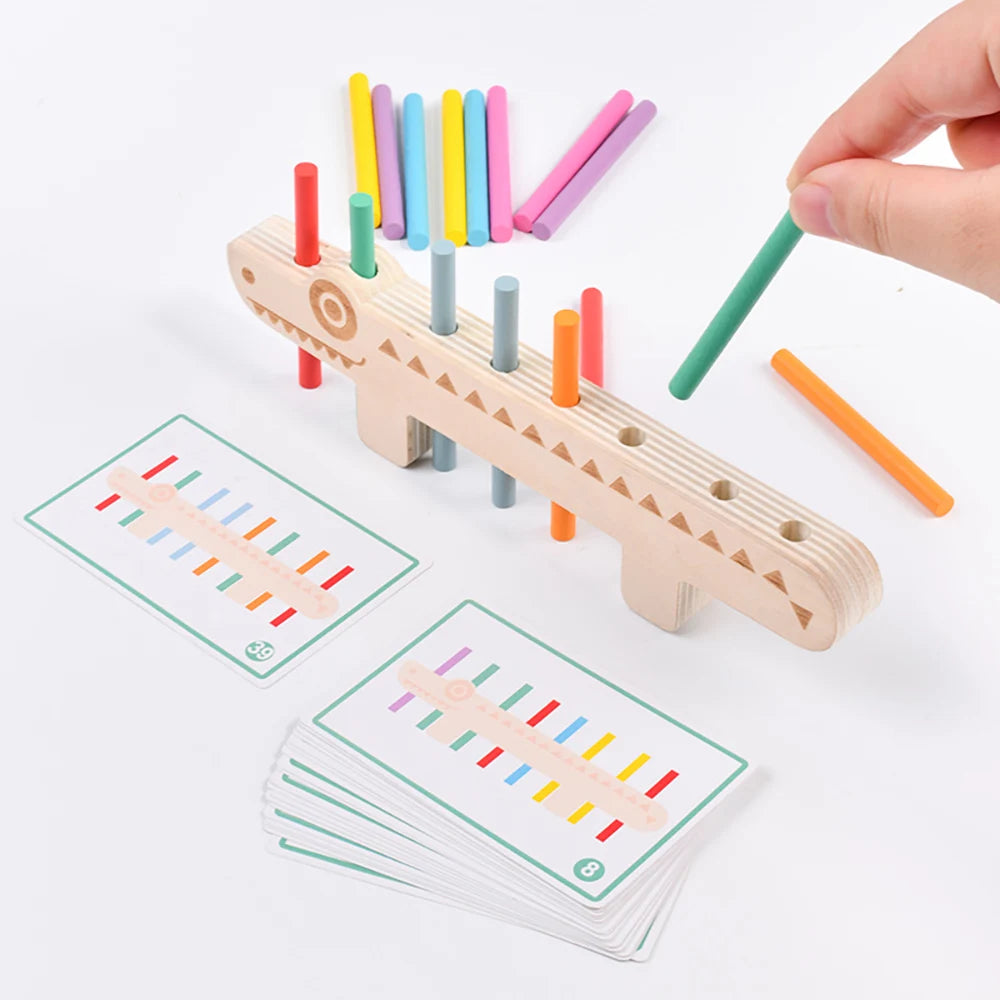 Holz Montessori Farbabstimmung Spiel für Kleinkinder – Lernspielzeug zur Farberkennung und Feinmotorik-Training mit Balance-Sticks