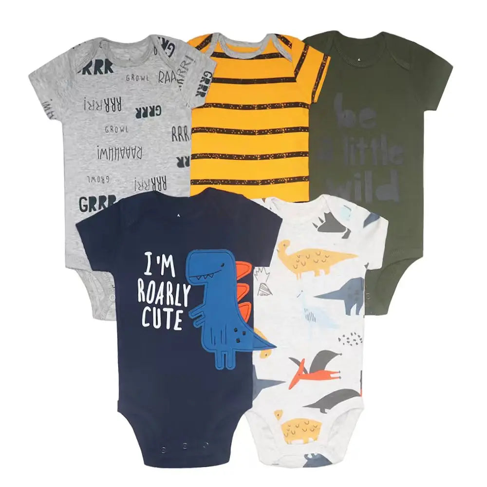Unisex Body 0-24 Monate, 100% Baumwolle, Kurzarm, 5er Set