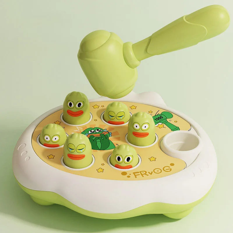 Montessori Baby Spielzeug – Ente/Frosch/Schwein Lernspielzeug mit Hammer – Lernpuzzle und Geräuschmacher für Kleinkinder (0-24 Monate)