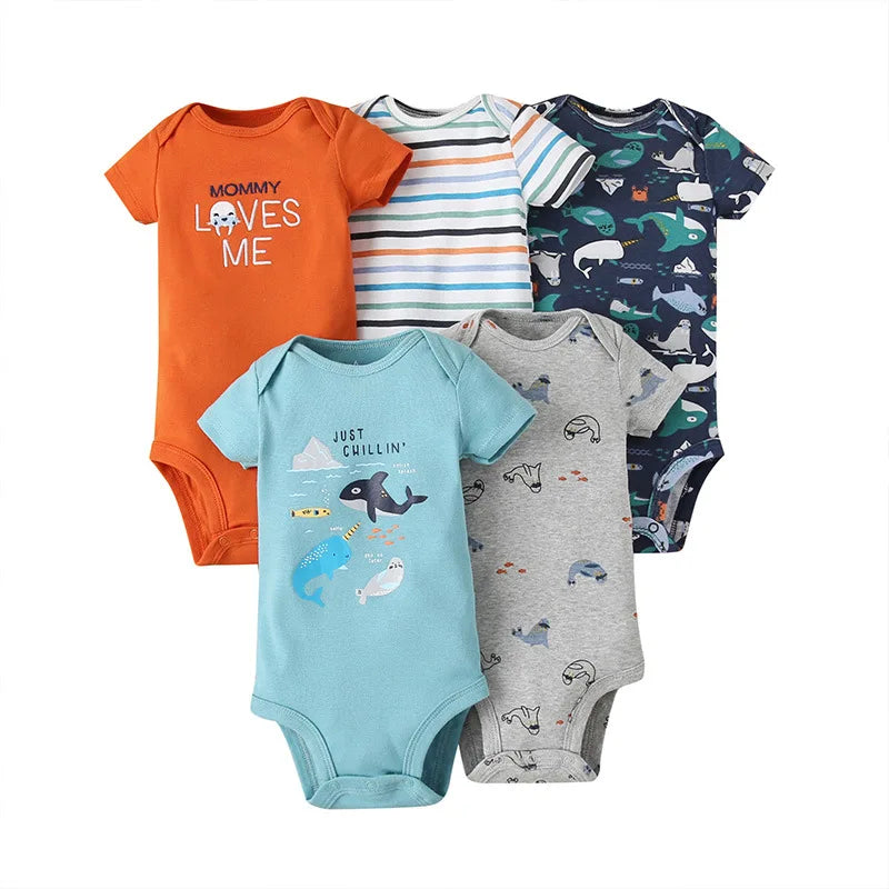 Unisex Body 0-24 Monate, 100% Baumwolle, Kurzarm, 5er Set